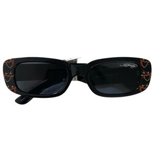 Ed hardy sunglasses black frames heart print women NWT